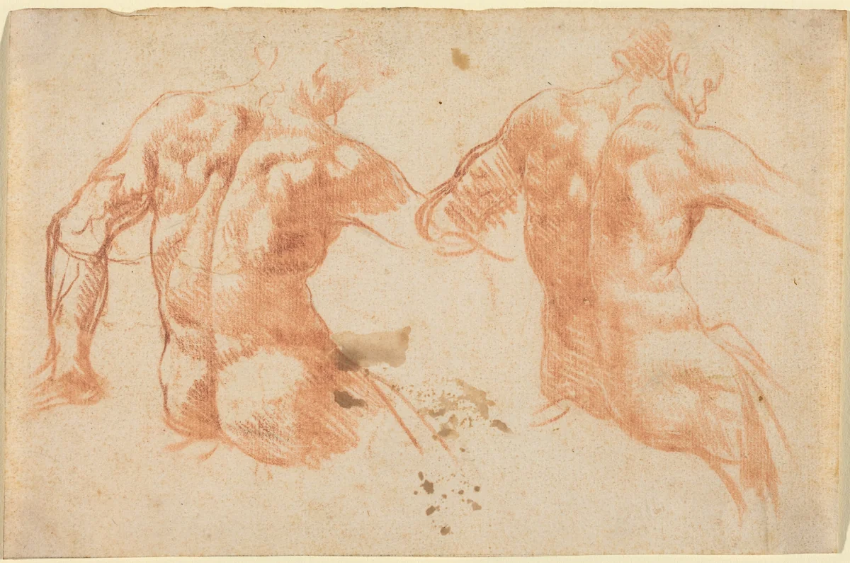 Two Nudes by Italian 17th Century, drawing, 1600-1699
