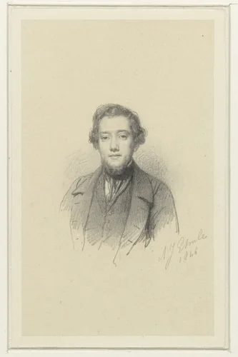 Portret van Johannes Franciscus Hoppenbrouwers by Adrianus Johannes Ehnle, drawing, 1846