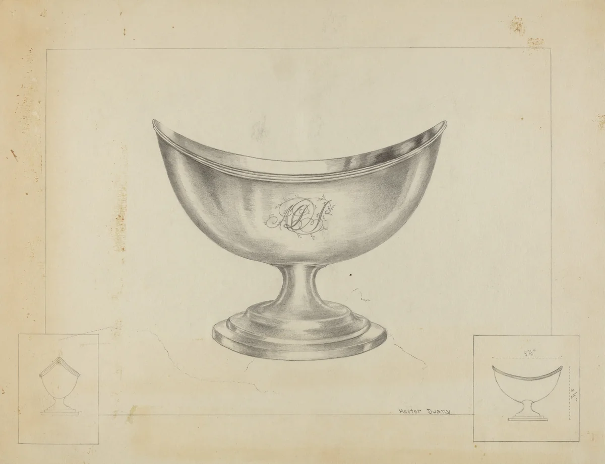 Silver Sugar Bowl by Hester Duany, index of american design, 1936