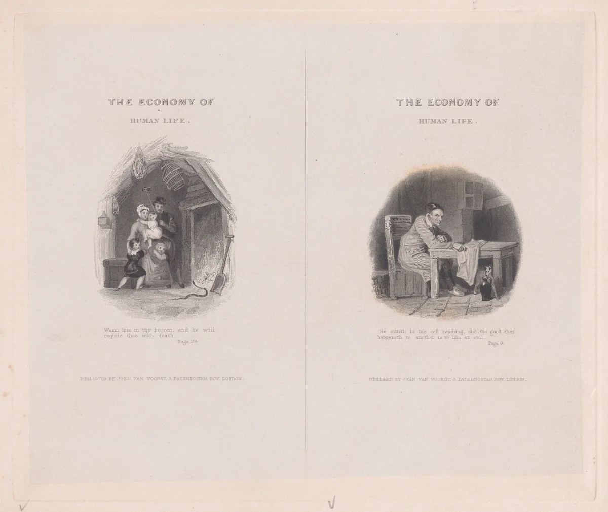 Two illustrations for "The Economy of Human Life" by Frank Howard, print, 1834