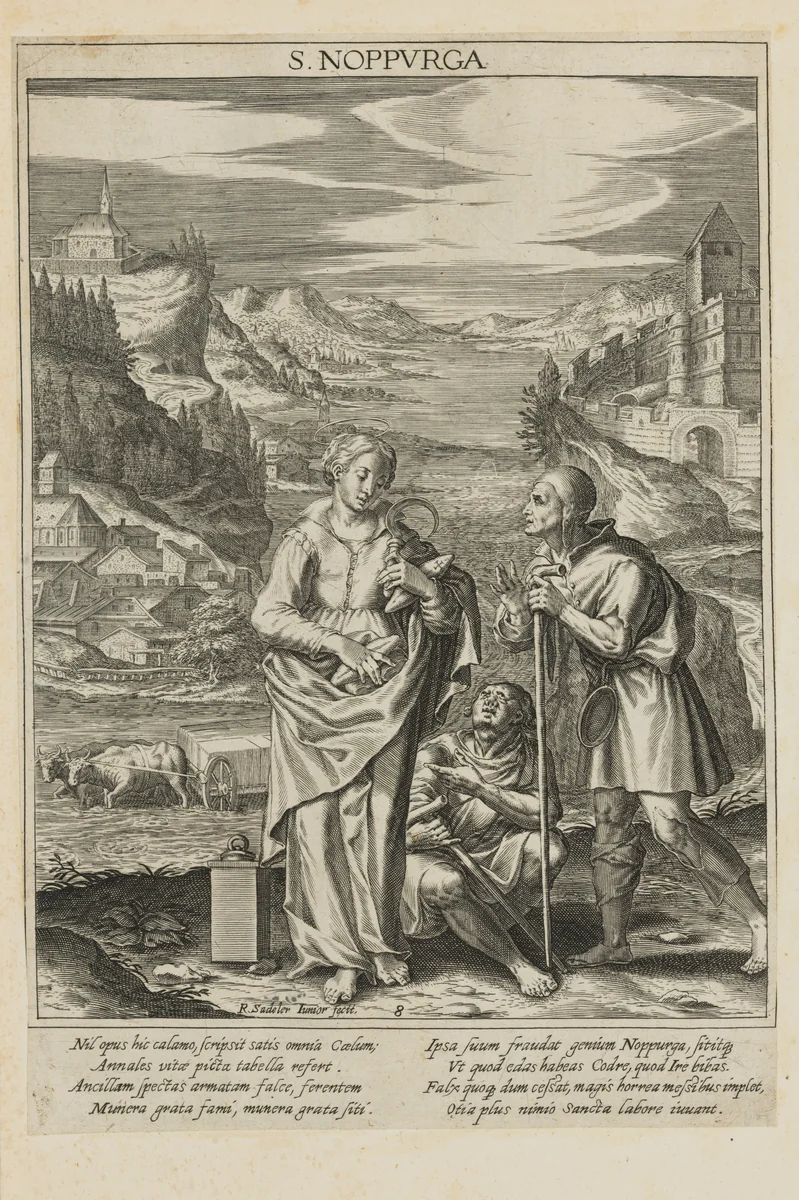 Saint Noppurga, from Bavaria Sancta: The Life and Martyrdom of Holy Men and Women (Vol. III) by Raphael Sadeler II, print, 1627