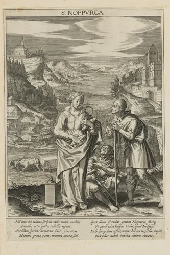 Saint Noppurga, from Bavaria Sancta: The Life and Martyrdom of Holy Men and Women (Vol. III) by Raphael Sadeler II, print, 1627