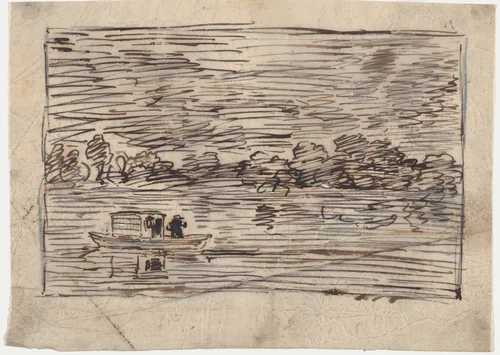 Night Voyage or Net Fishing by Charles-François Daubigny, drawing, 1862