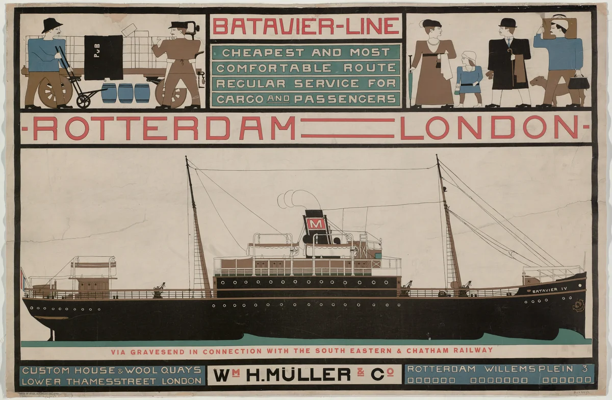 Batavier-Line, Rotterdam-London by Bart van der Leck, design, 1916