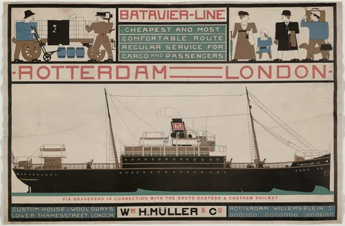 Batavier-Line, Rotterdam-London by Bart van der Leck, design, 1916