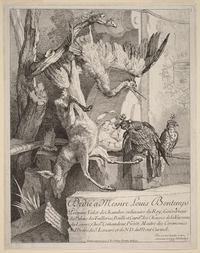 Frontispiece by Jean-Baptiste Oudry, print, 1686-1755