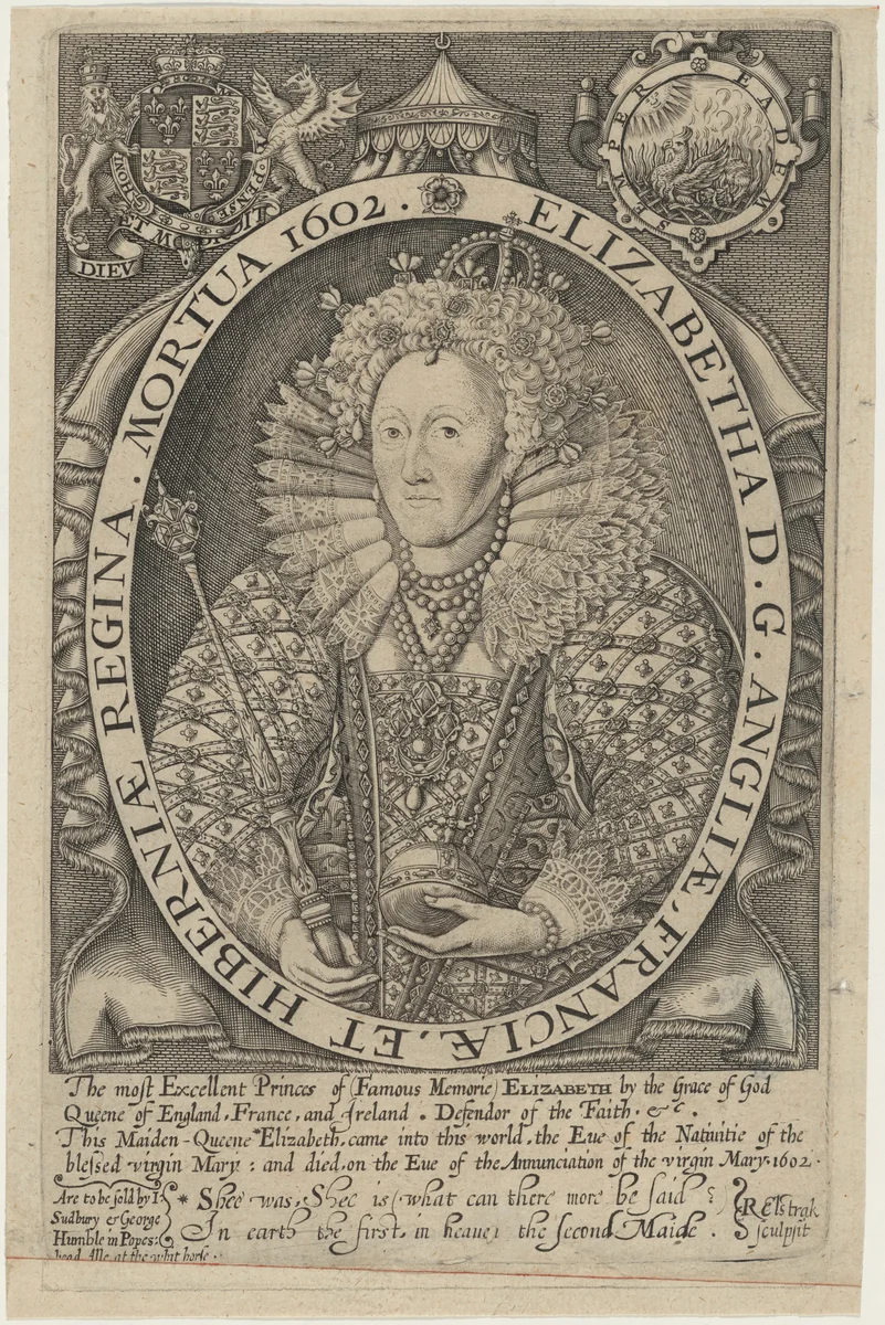 Queen Elizabeth by Renold Elstrack, print, 1571-1625