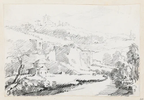 Landscape in the Alban Hills by Joseph-Marie Vien, drawing, 1744-1750