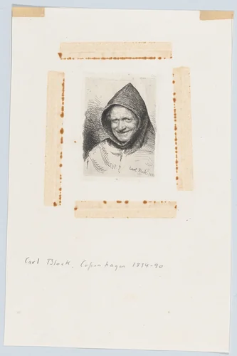 Portrait of a smiling monk by Carl Bloch, print, 1884