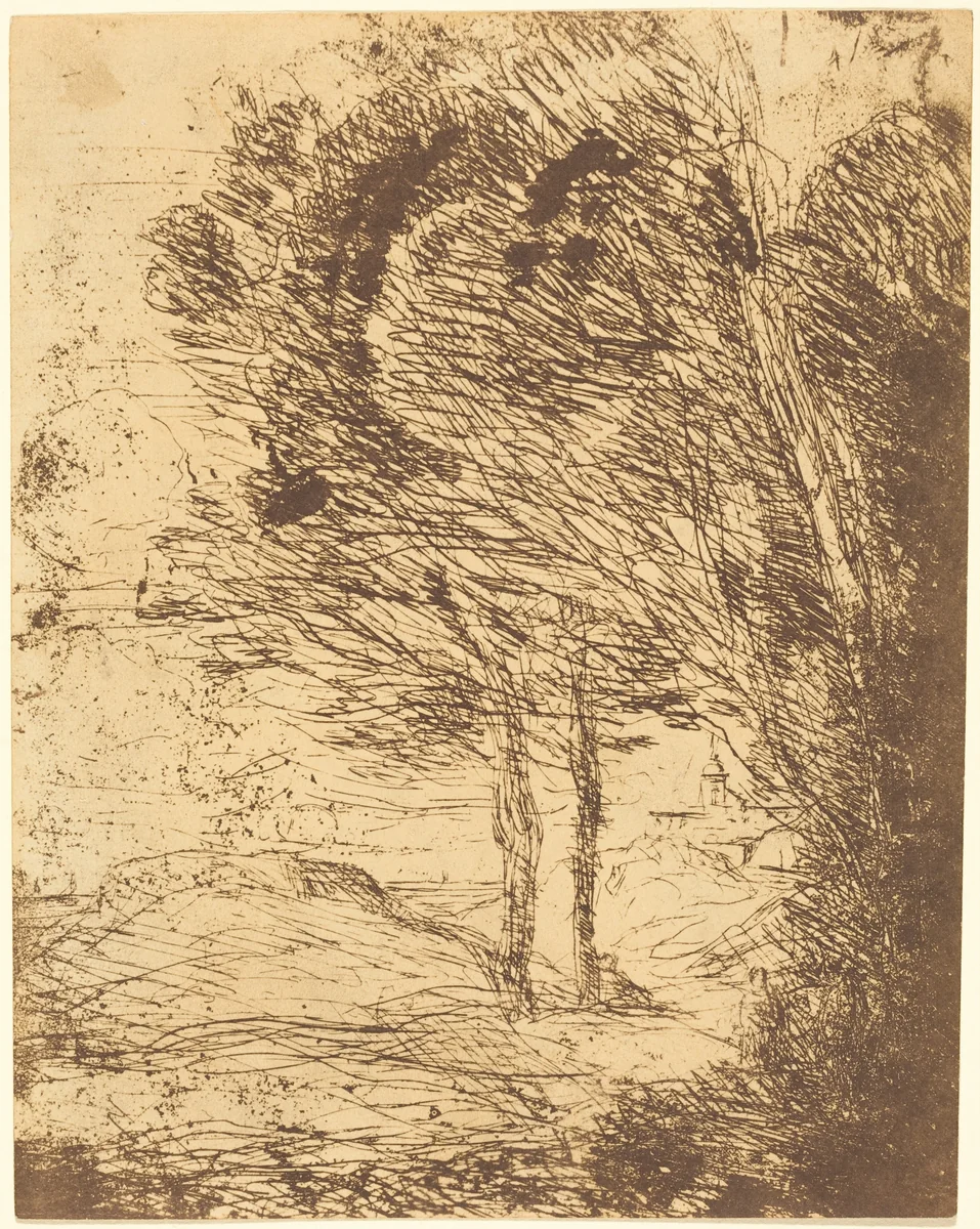 Environs of Genoa (Environs de Genes) by Jean-Baptiste-Camille Corot, print, 1860
