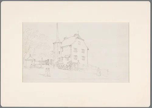 Landhuis in de buurt van het Lac Léman, met op de voorgrond enige figuren by David de Sandoz-Rollin, drawing, 1750-1809