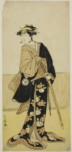 The Actor Iwai Hanshiro IV as Tonase (?) in the Play Kanadehon Chushingura (?), Performed at the Kiri Theater (?) in the Eighth Month, 1787 (?) by Katsukawa Shun'ei (勝川春英), print, 1782-1792