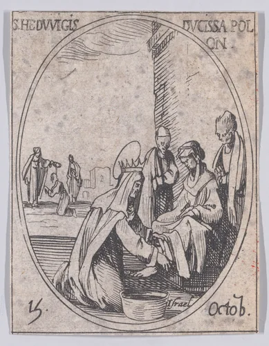Ste. Edwige, Duchesse de Pologne (St. Hedwig, Duchess of Poland), October 15th, from "Les Images De Tous Les Saincts et Saintes de L'Année" (Images of All of the Saints and Religious Events of the Year) by Jacques Callot, print, 1636