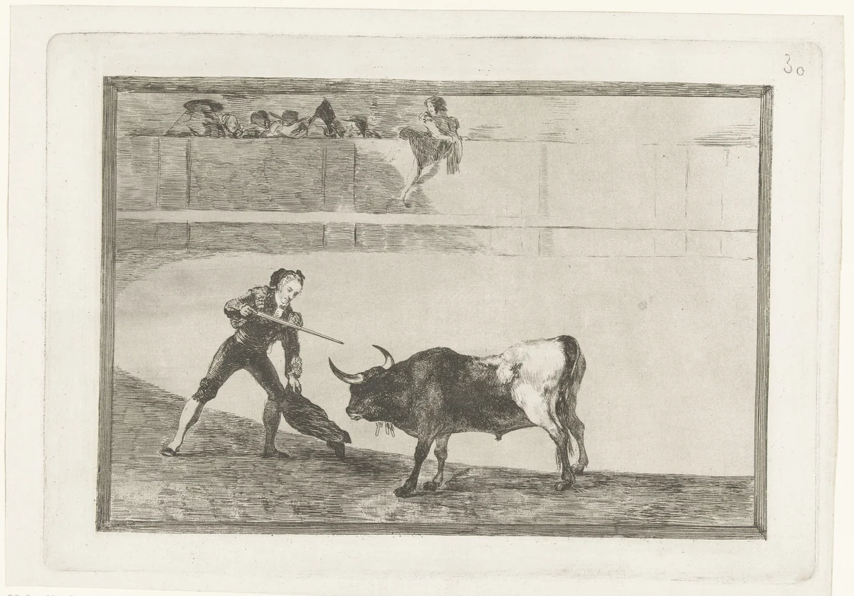Pedro Romera Martínez doodt een stier by Francisco de Goya, print, 1811-1816