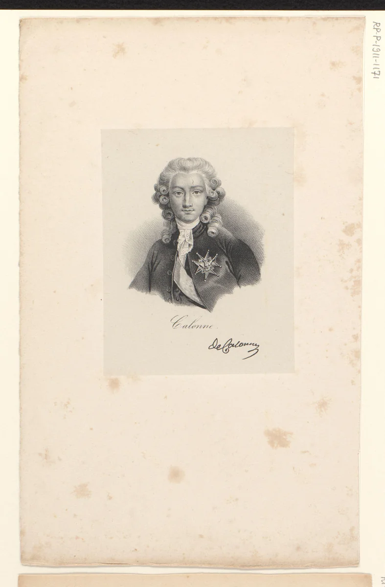 Portret van Charles-Alexandre de Calonne by anonymous, print, 1818-1842