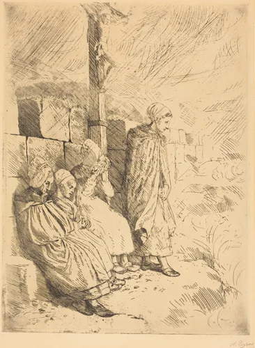 Fishermen's Wives (Femmes de pecheurs) by Alphonse Legros, print, 1837-1911