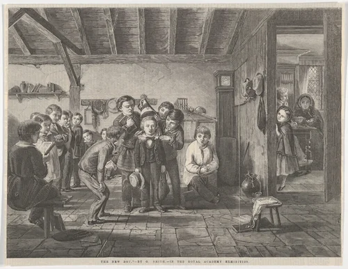 The New Boy, from "Illustrated London News" by George Smith, print, 1859