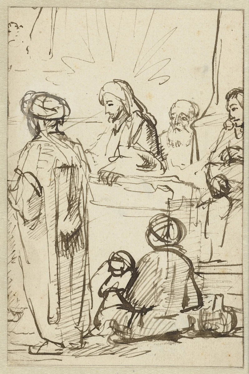 Prediking van Christus by anonymous, drawing, 1644-1743