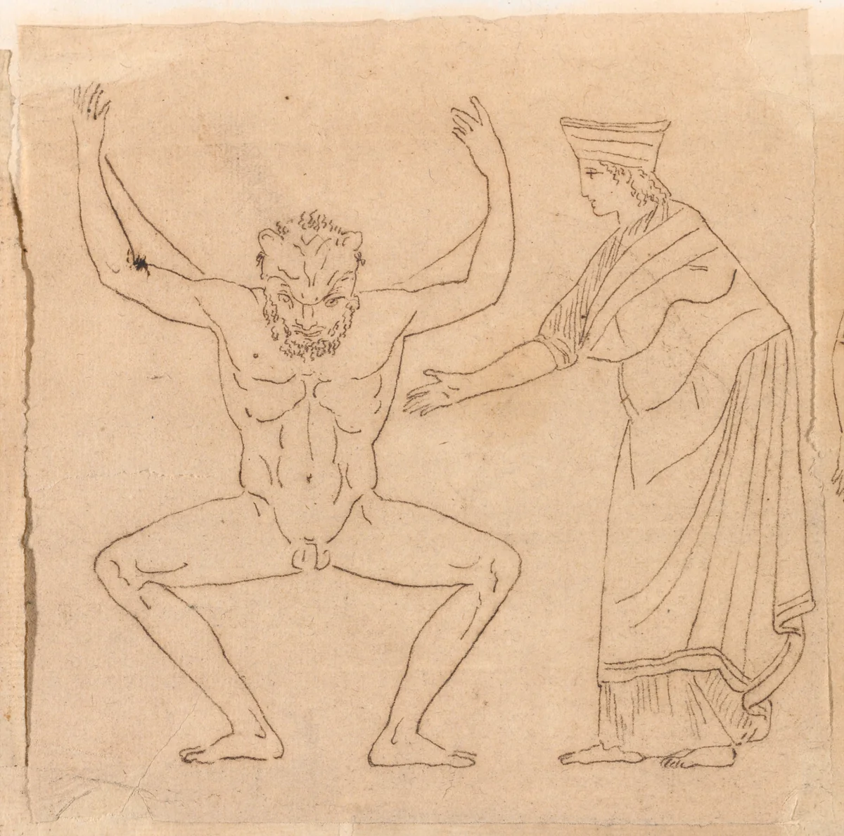 Atlas and One of the Hesperides by Jacques-Louis David, drawing, 1775-1780