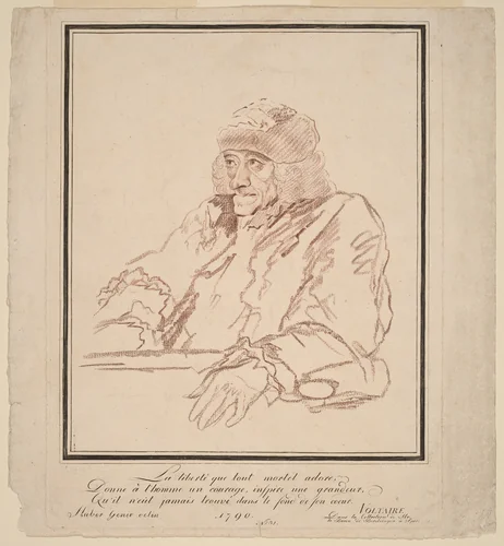 Voltaire by Jean Huber, print, 1790