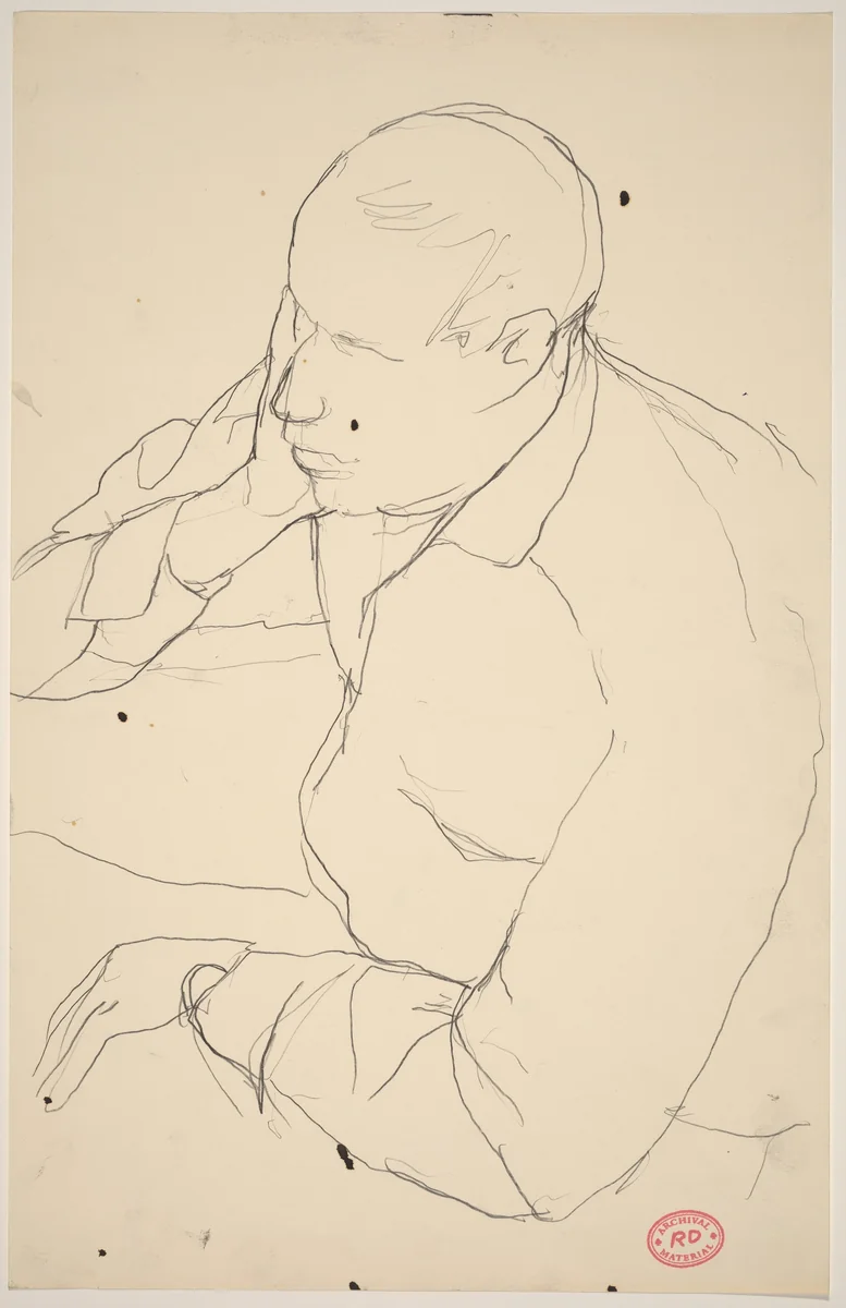 Untitled [man resting head on hand] by Richard Diebenkorn, drawing, 1955-1967