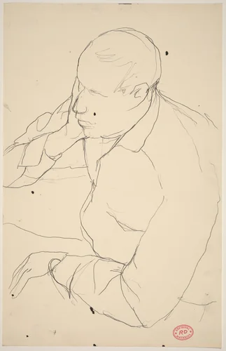 Untitled [man resting head on hand] by Richard Diebenkorn, drawing, 1955-1967