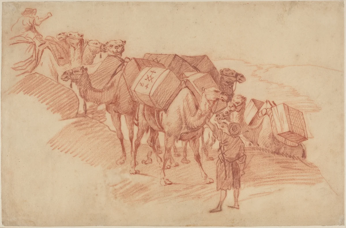 Camel Caravan by French 18th Century, drawing, 1700-1799