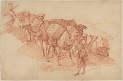 Camel Caravan by French 18th Century, drawing, 1700-1799