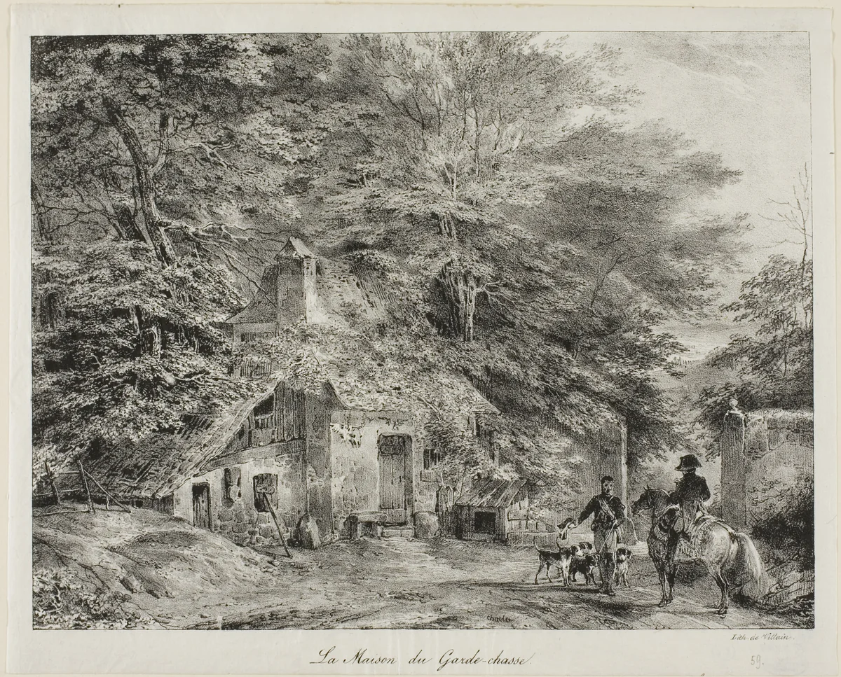 The Gamekeeper's Cottage, from the Album of 1826 by Nicolas Toussaint Charlet, print, 1826