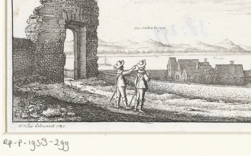 Landschap met gezicht op het Zevengebergte bij Bonn by Wenceslaus Hollar, print, 1635