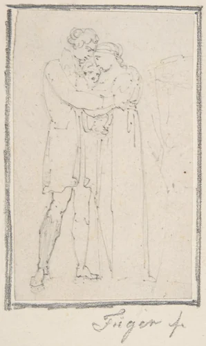 Man Embracing Woman with Child in Her Arms by Heinrich Friedrich Füger, drawing, 1765-1818