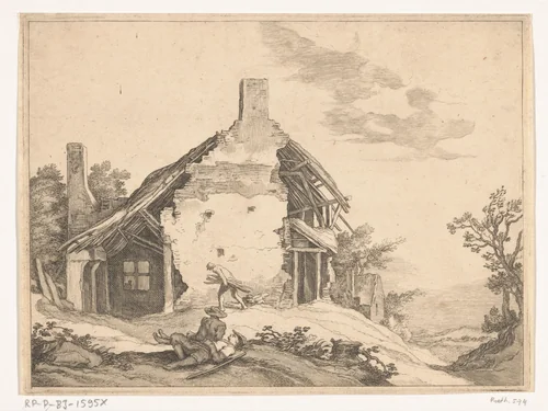 Vervallen boerderij by Frederick Bloemaert, print, 1647