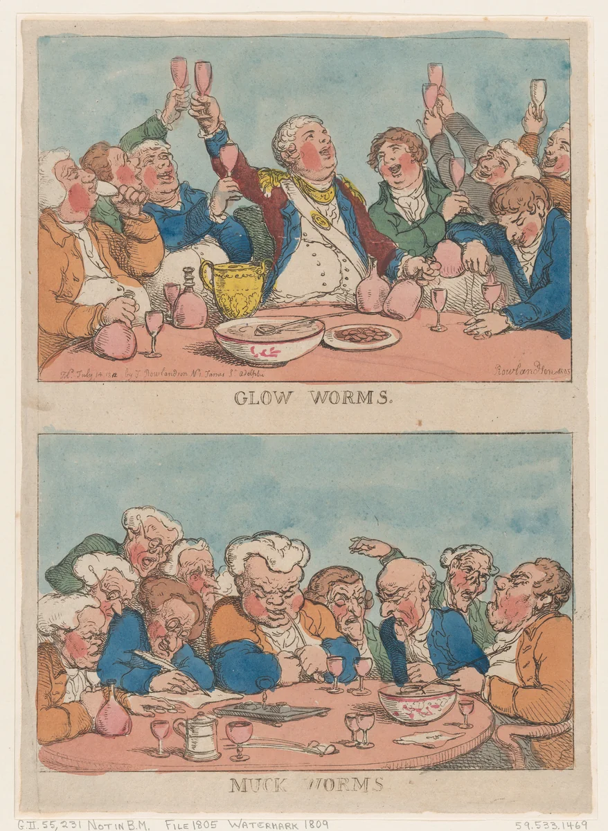 Glow Worms, Muck Worms by Thomas Rowlandson, print, 1812