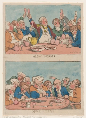 Glow Worms, Muck Worms by Thomas Rowlandson, print, 1812