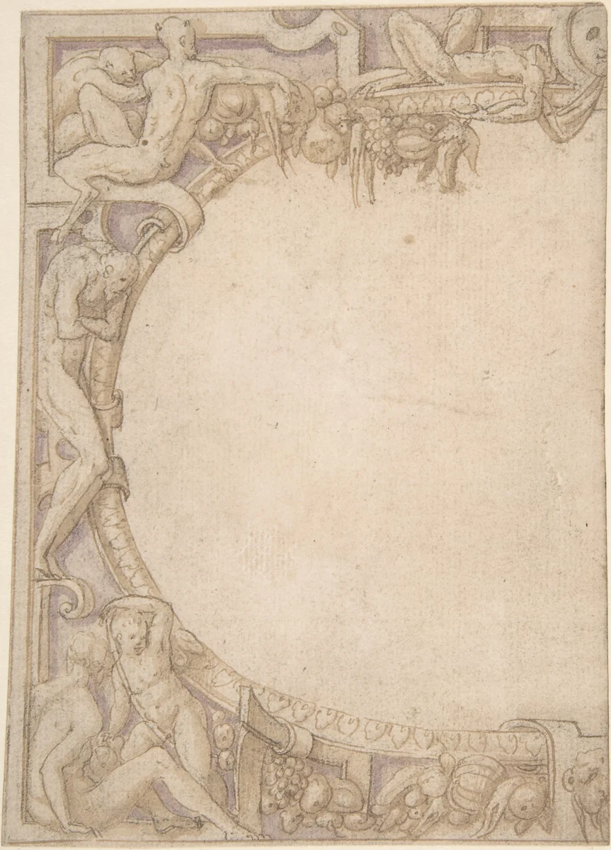 Design for One Half of an Ornamental Border by anonymous, drawing, 1540-1560