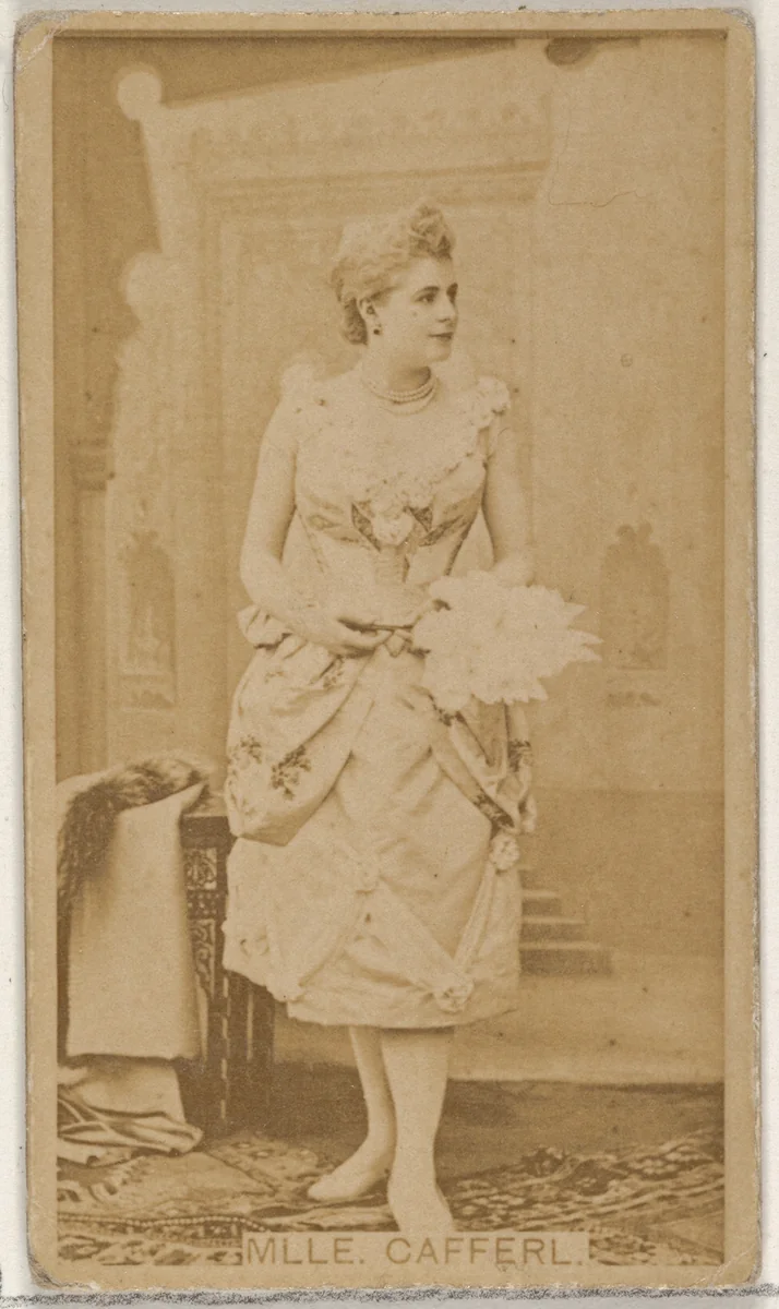 Mlle. Cafferl, from the Actors and Actresses series (N45, Type 8) for Virginia Brights Cigarettes by Allen & Ginter, photograph, 1885-1891