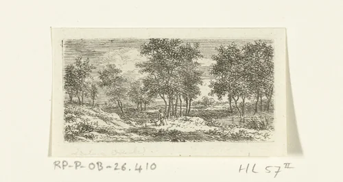Landschap met wandelaar en hond by Ernst Willem Jan Bagelaar, print, 1798-1837