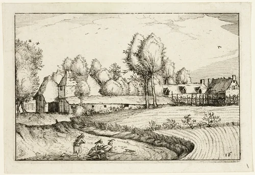 Road along a Field, plate sixteen after Pictures of Farms, Country Houses and Rustic Villages (Praediorum villarum et rusticarum casularum icones) by Claes Jansz Visscher, print, 1612
