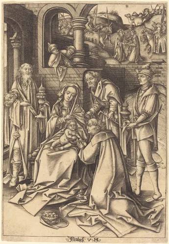 The Adoration of the Magi by Israhel van Meckenem; Hans Holbein the Elder, print, 1490-1500