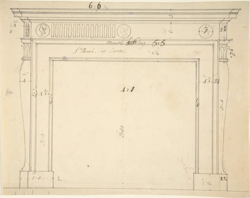 Design for a Chimneypiece by Sir William Chambers, drawing, 1740-1800