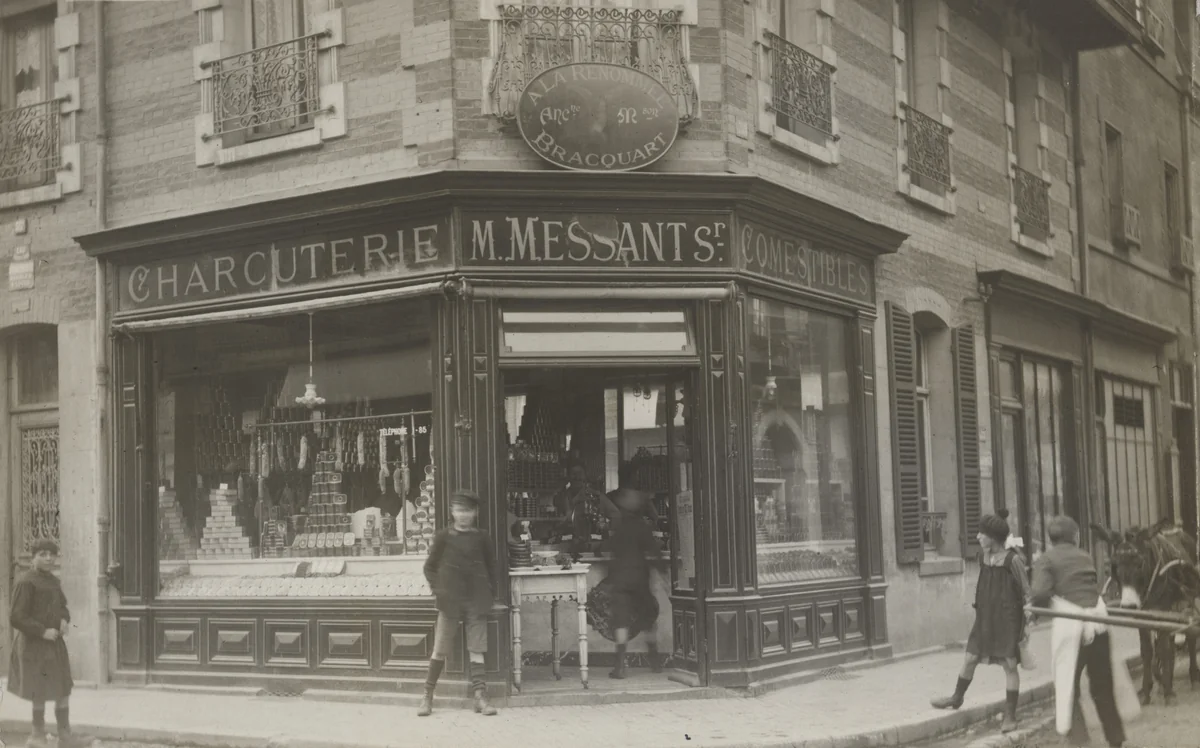 Charcuterie M. Messant Sr, Comestibles, 39, rue Carnot, Berck Plage by Unidentified Photographer, photograph, 1919