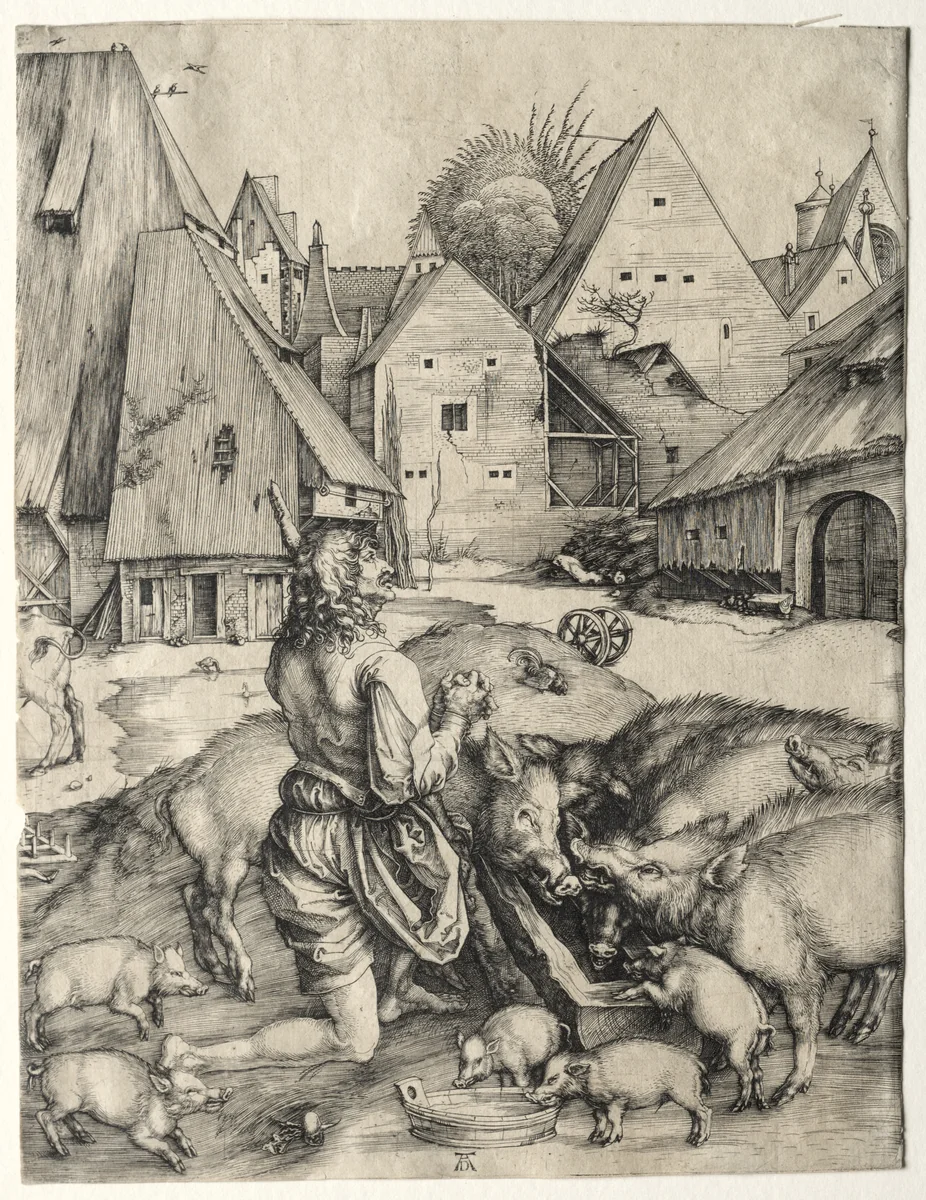 The Prodigal Son by Albrecht Dürer, print, 1492-1502