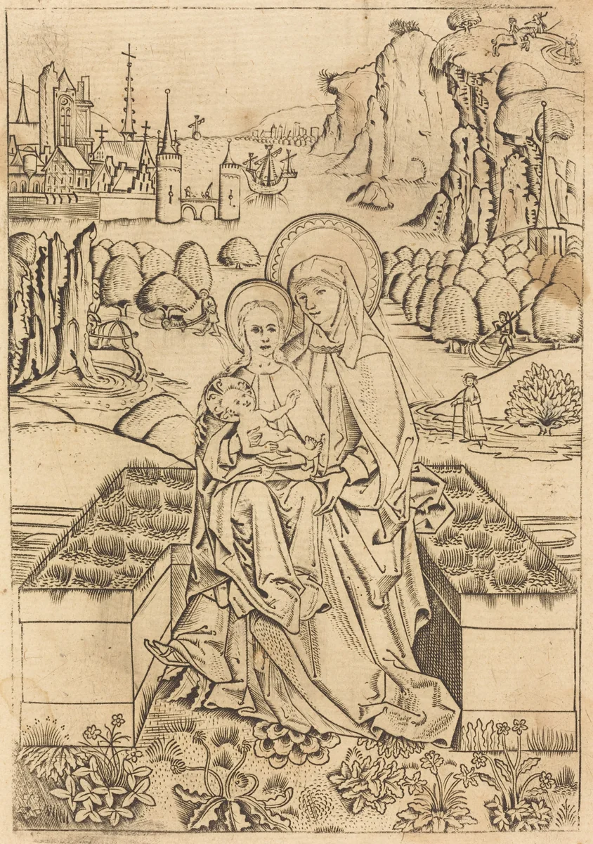 The Madonna and Child with Saint Anne by Master of St. Sebastian, print, 1460