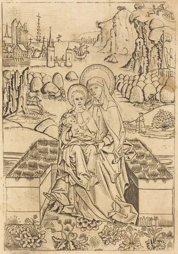 The Madonna and Child with Saint Anne by Master of St. Sebastian, print, 1460