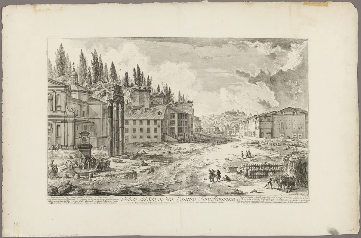 View of the Site of the ancient Roman Forum, from Views of Rome by Giovanni Battista Piranesi, print, 1750-1759