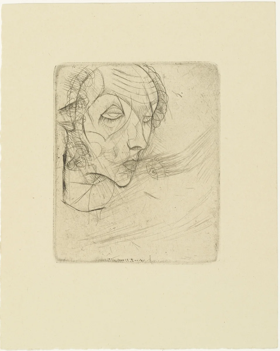 Self-Portrait (Selbstbildnis) from The Graphic Work of Egon Schiele (Das Graphische Werk von Egon Schiele) by Egon Schiele, print, 1914