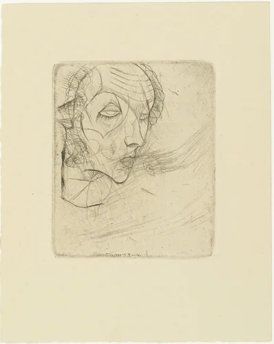 Self-Portrait (Selbstbildnis) from The Graphic Work of Egon Schiele (Das Graphische Werk von Egon Schiele) by Egon Schiele, print, 1914