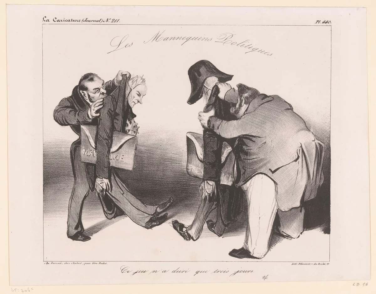 Karikatuur van de marine en het presidentschap by Honoré Daumier, print, 1834