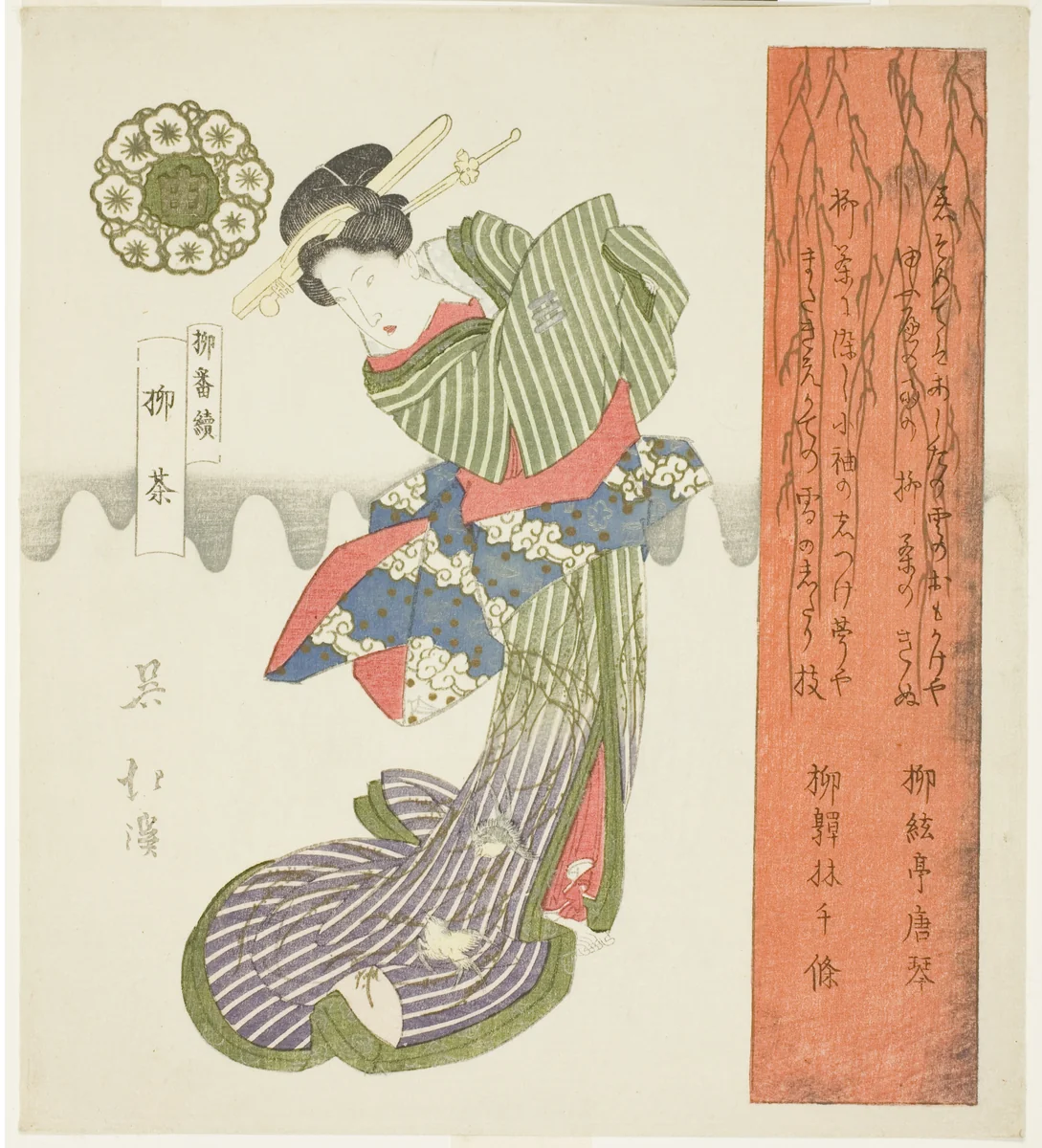 Willow Tea (Yanagicha), from the series "A Series of Willows (Yanagi bantsuzuki)" by Totoya Hokkei (魚屋北渓), print, 1823-1833