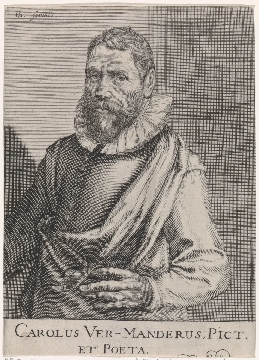 Portret van Karel van Mander by Andries Jacobsz. Stock, print, 1610